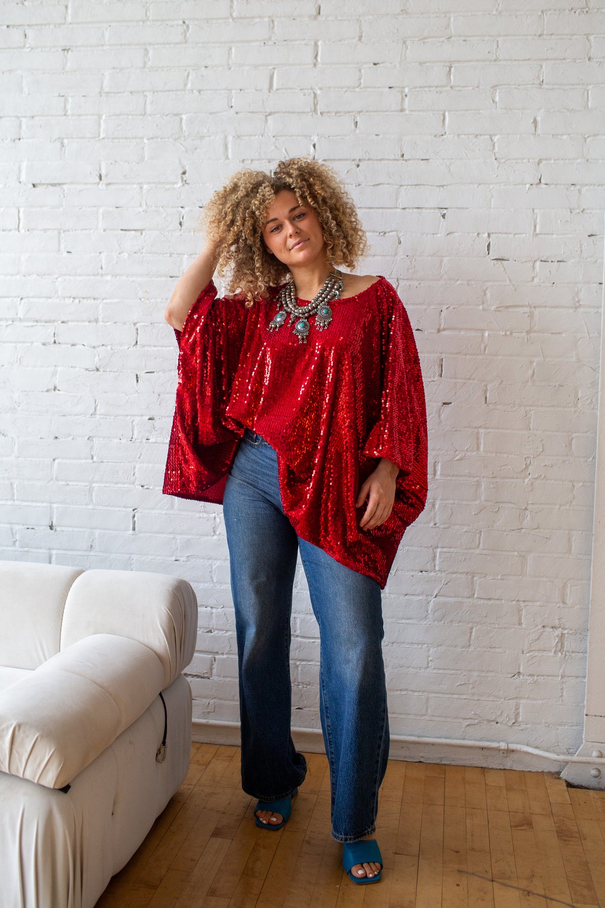 Ruby Sequin Scarf Top