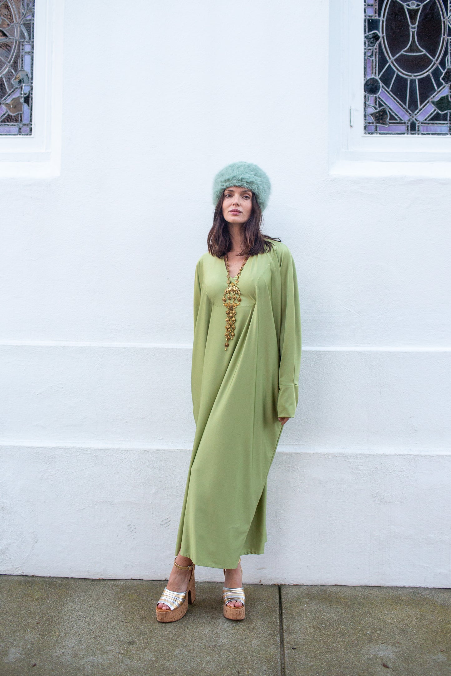 Gracie Caftan in Willow Green