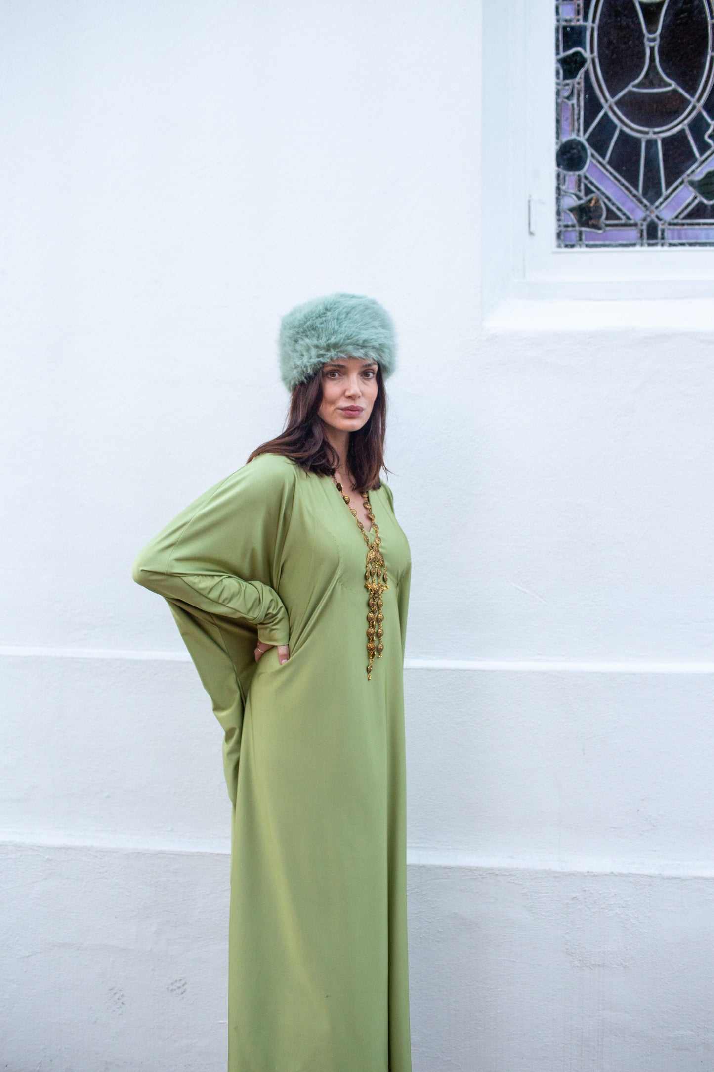 Gracie Caftan in Willow Green
