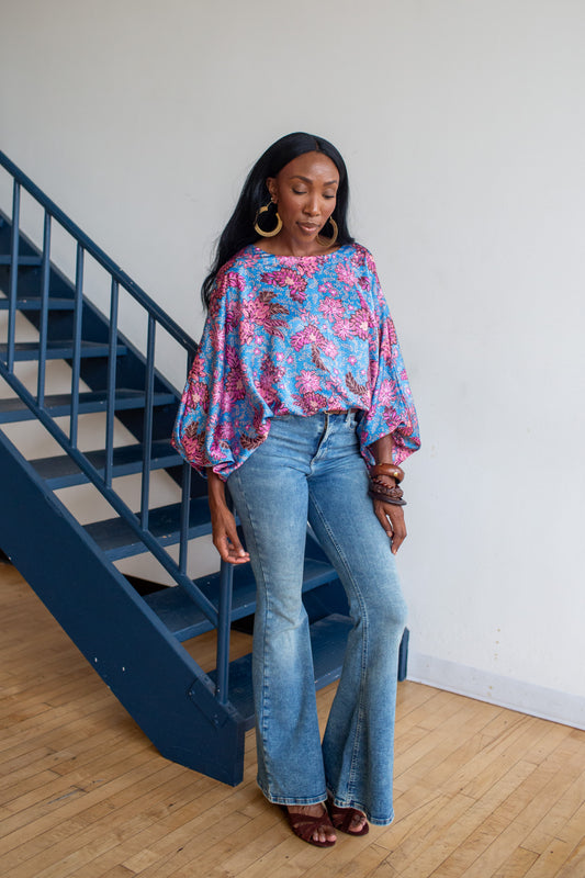 Evangeline Top in Bluebell Reverie