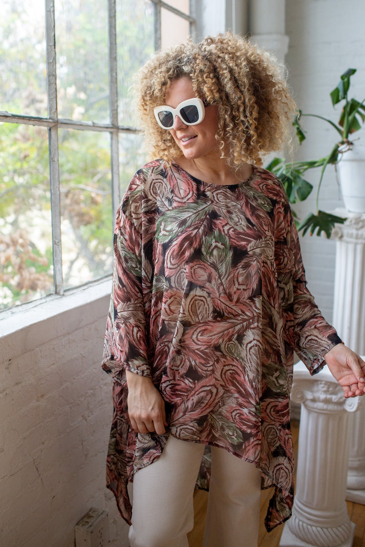 Bel Age Blouse in Feather Forest