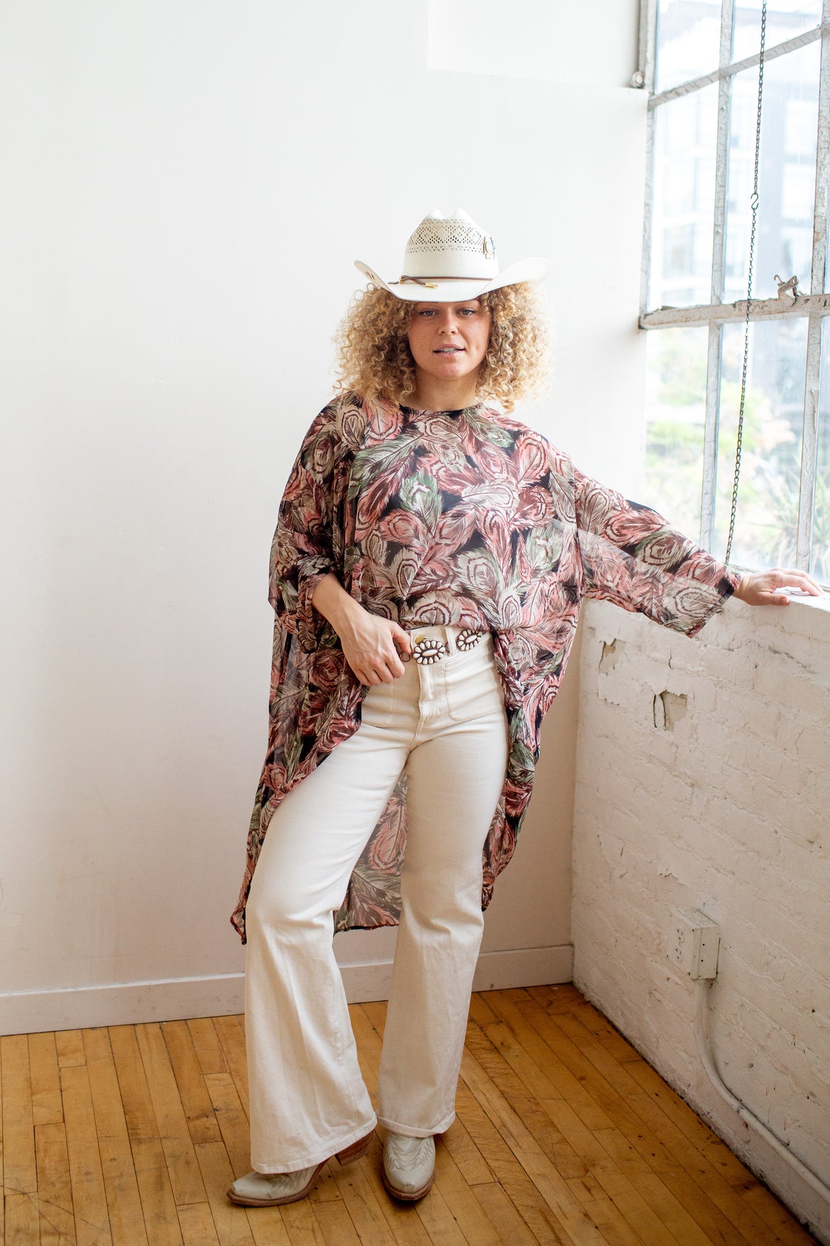 Bel Age Blouse in Feather Forest
