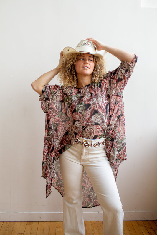 Bel Age Blouse in Feather Forest