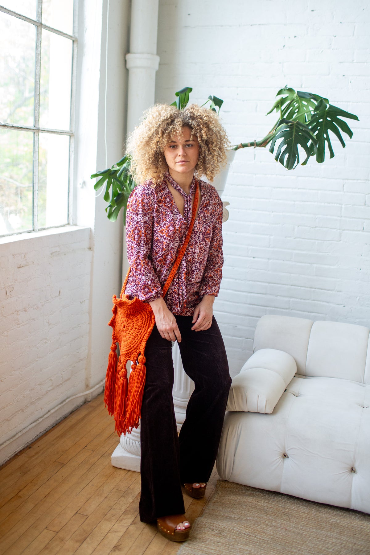 Anjelica Tie Front Blouse in Willoughby Pulse