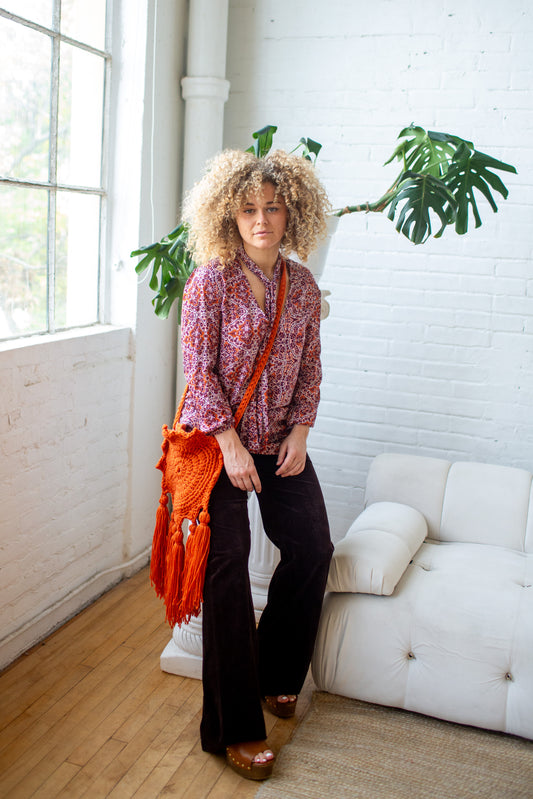 Anjelica Tie Front Blouse in Willoughby Pulse
