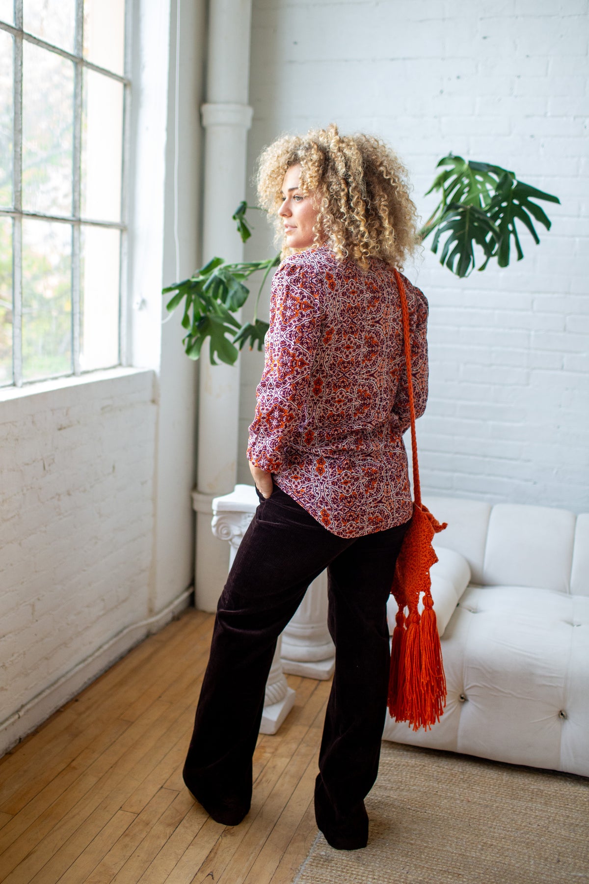 Anjelica Tie Front Blouse in Willoughby Pulse
