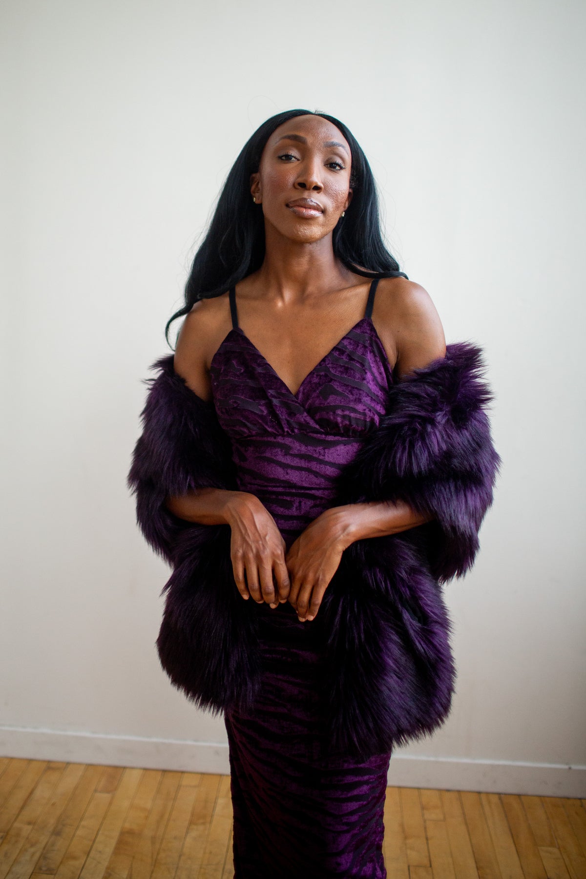 Shadow Amethyst Faux Fur Shawl