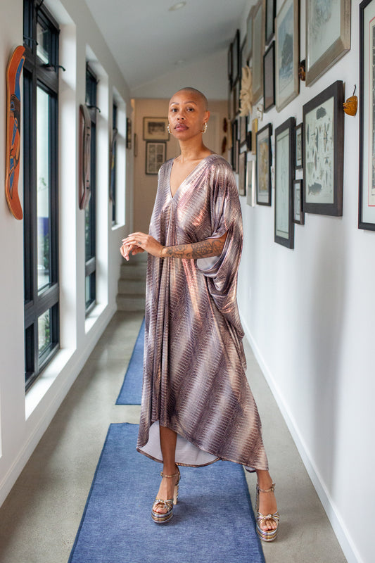 Slither Metallique Caftan Kaftan Dress