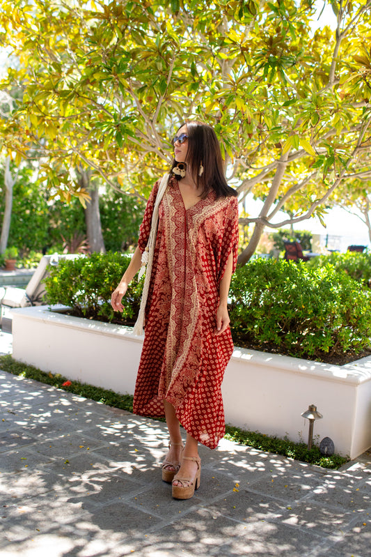 Artemis Ochre Paisley Caftan