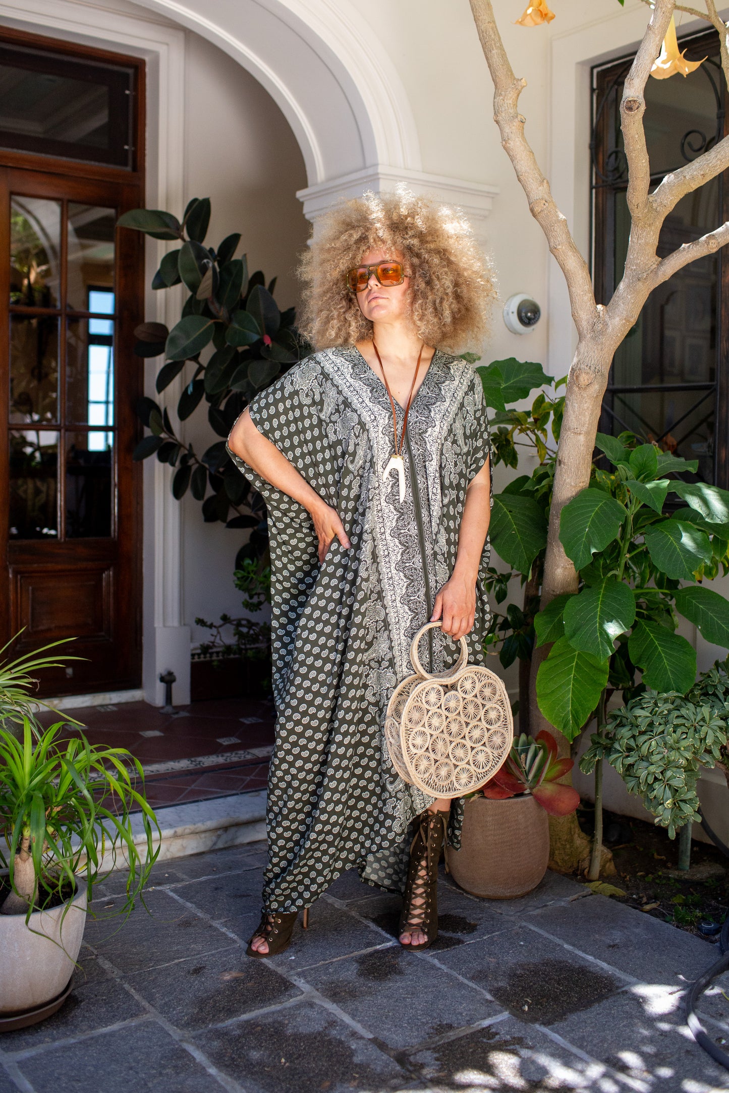 Artemis Sage Paisley Caftan