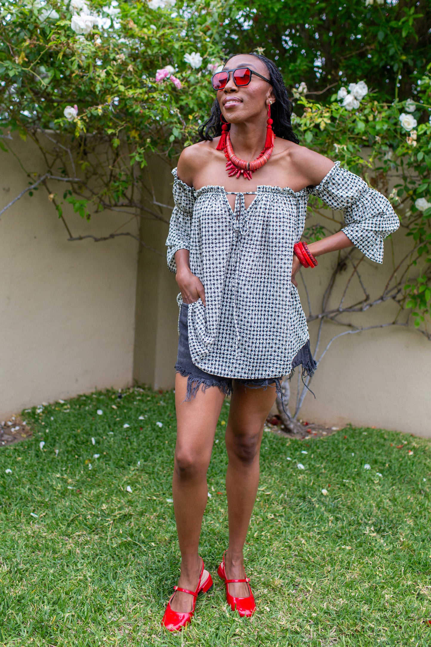 Raquel Off the Shoulder Top in Daisy Days PRE-ORDER