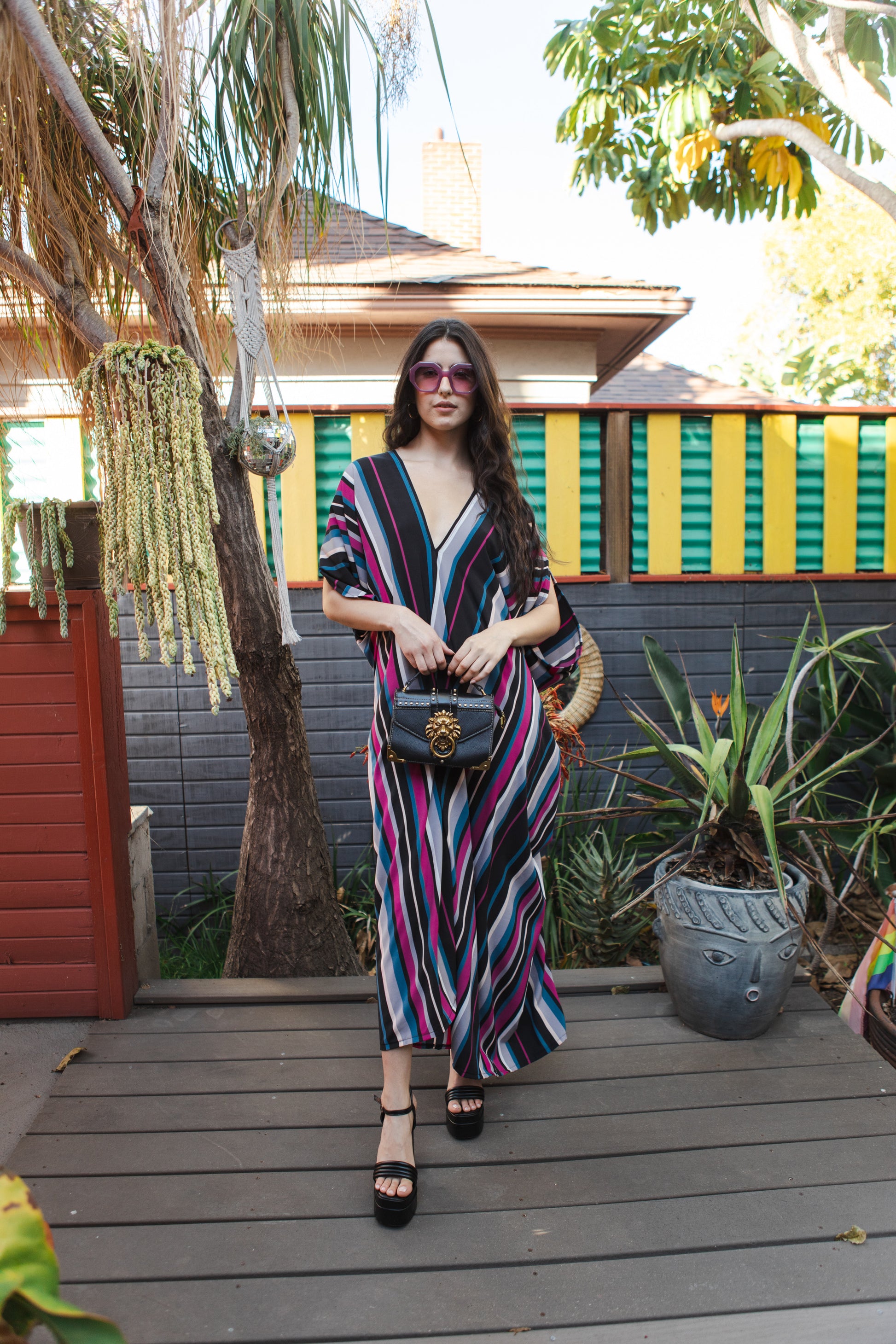 Raspberry Stripe Caftan Kaftan Dress Jennafer Grace Raspberry Stripe Caftan Kaftan Dress Jennafer Grace