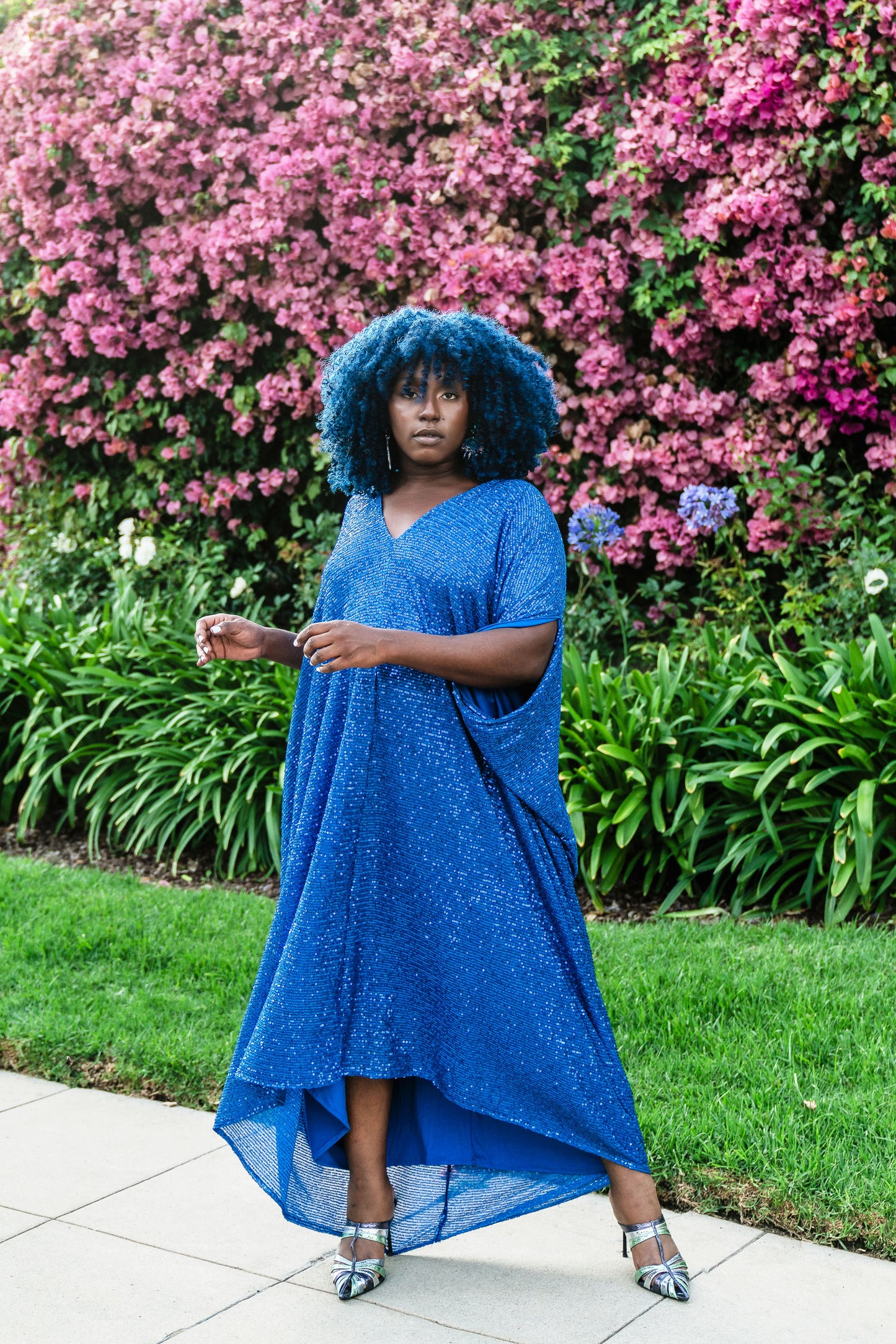 royal blue cobalt caftan kaftan alohacaftan jennafergrace handmade California everyday luxe glam sparkle sequin