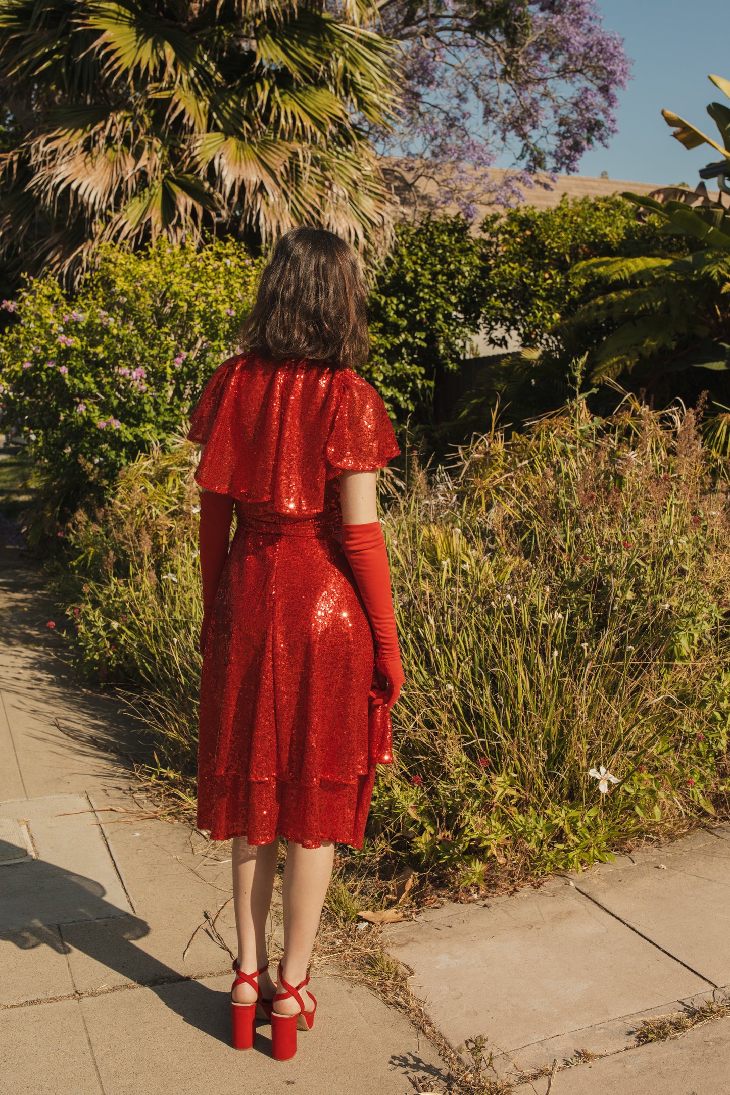 Ruby Sequin Flutter Wrap Dress