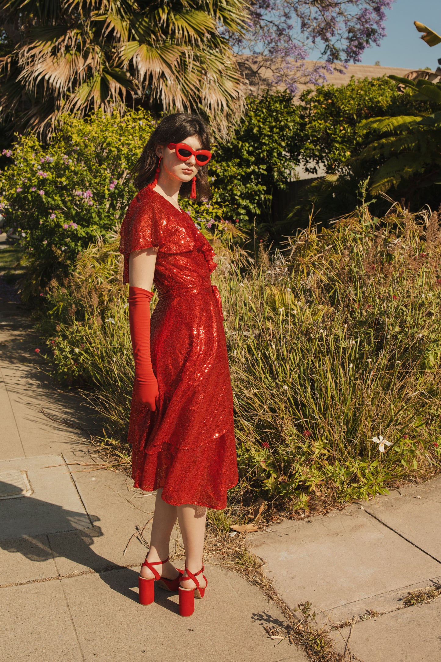 Ruby Sequin Flutter Wrap Dress