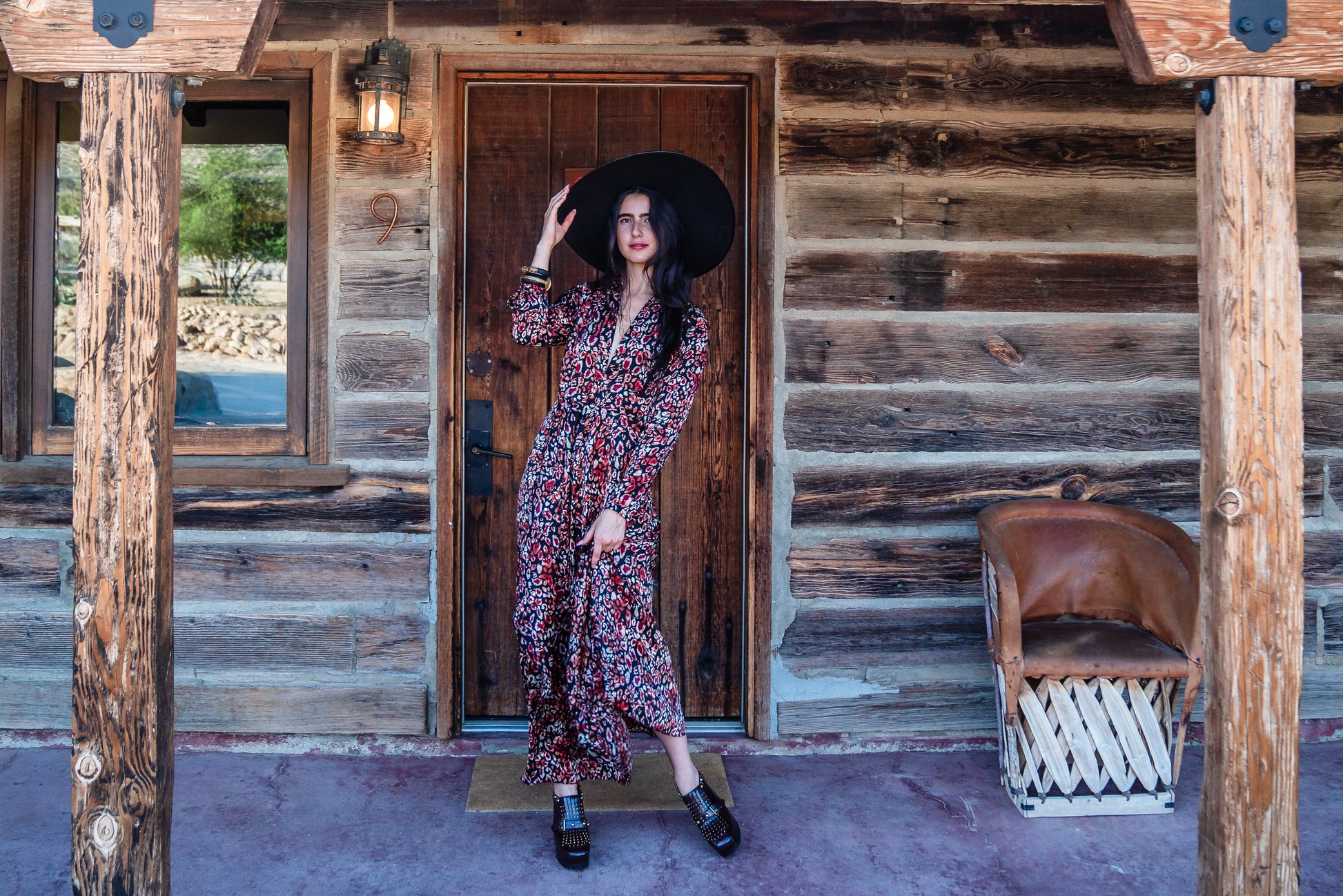 This shawl collar, leopard print, boho maxi dress is our favorite silhouette. Featuring a soft cross ruffle skirt, button sleeve and invisible zipper at side, this piece is perfect for desk to dinner styling. 