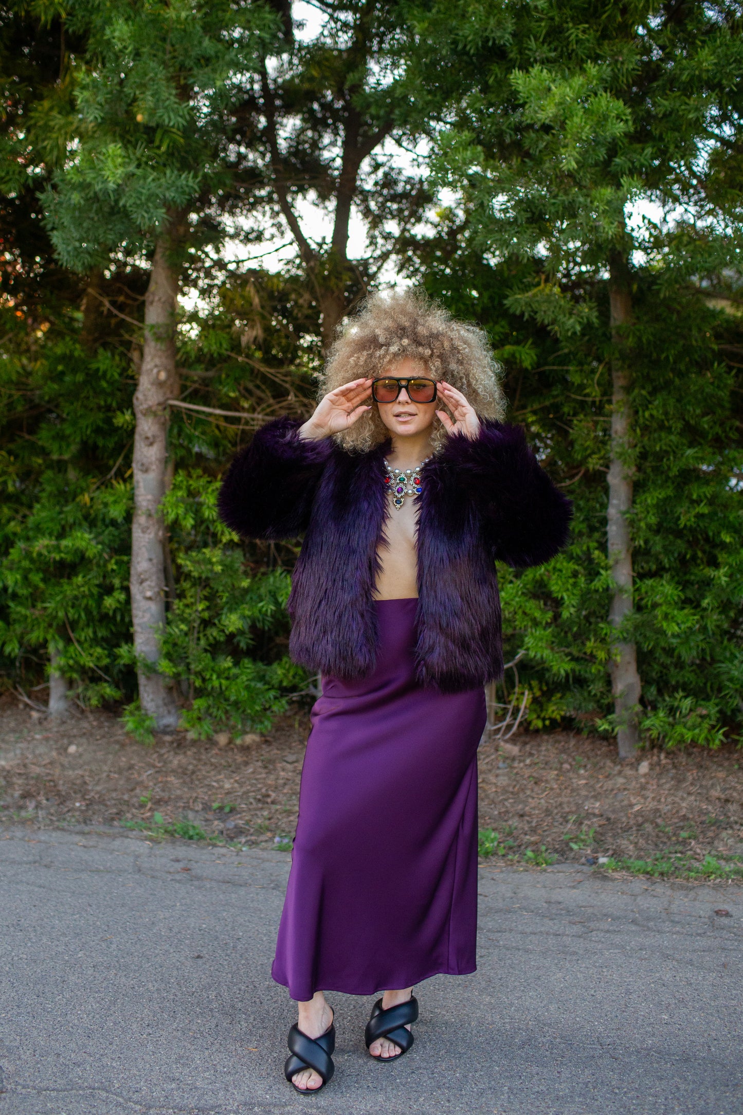 Shadow Amethyst Faux Fur Jacket