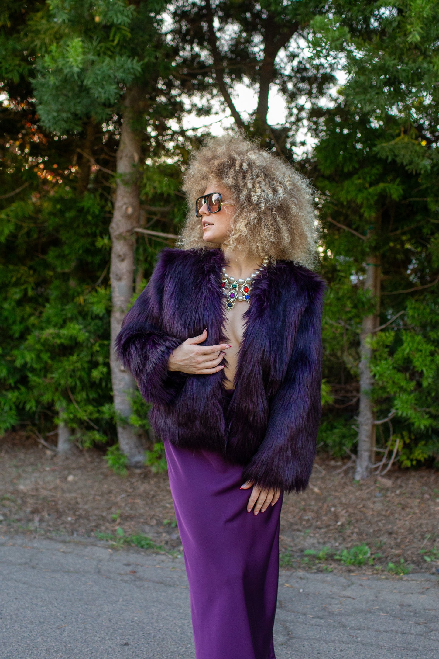 Shadow Amethyst Faux Fur Jacket