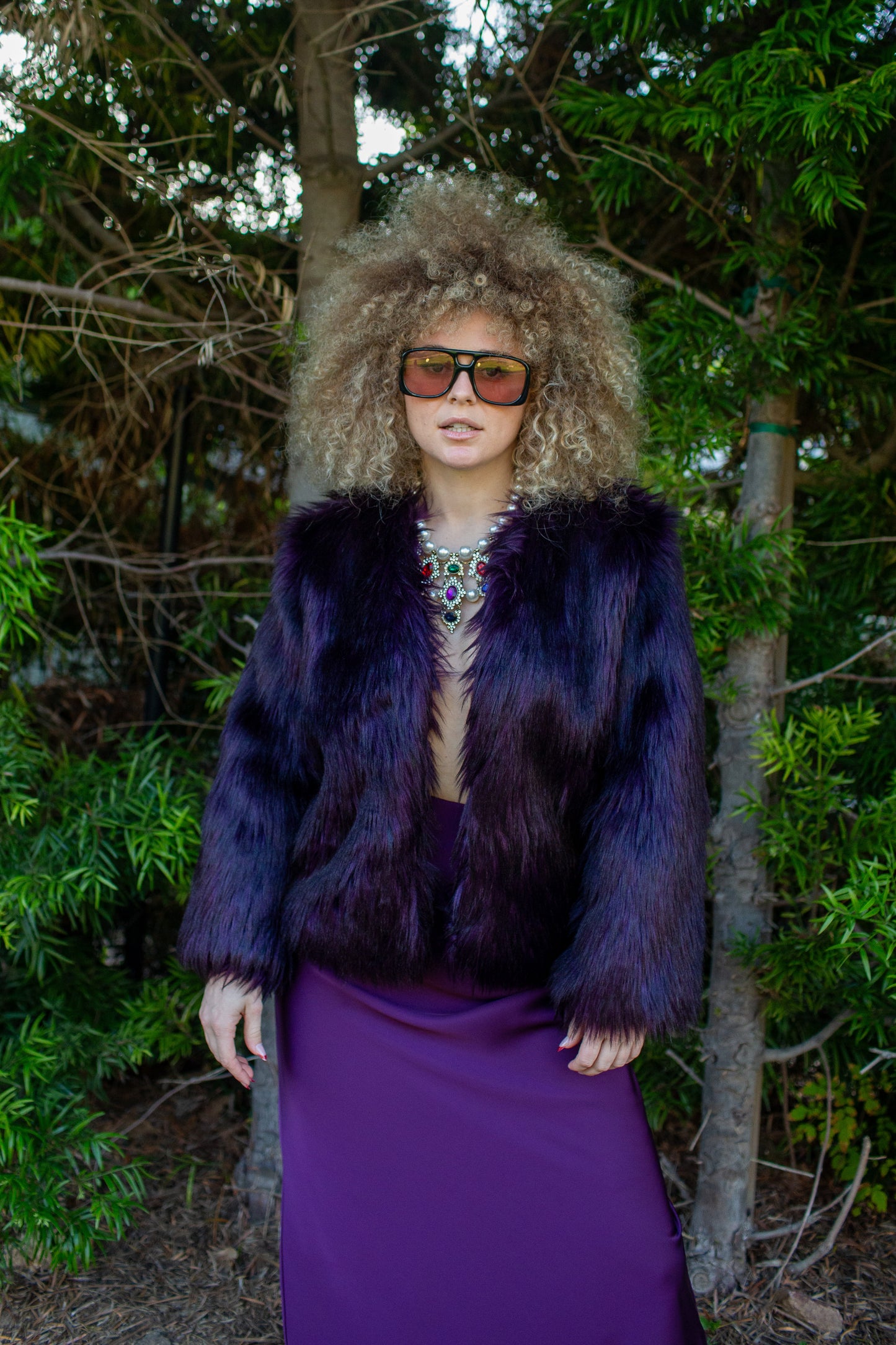 Shadow Amethyst Faux Fur Jacket