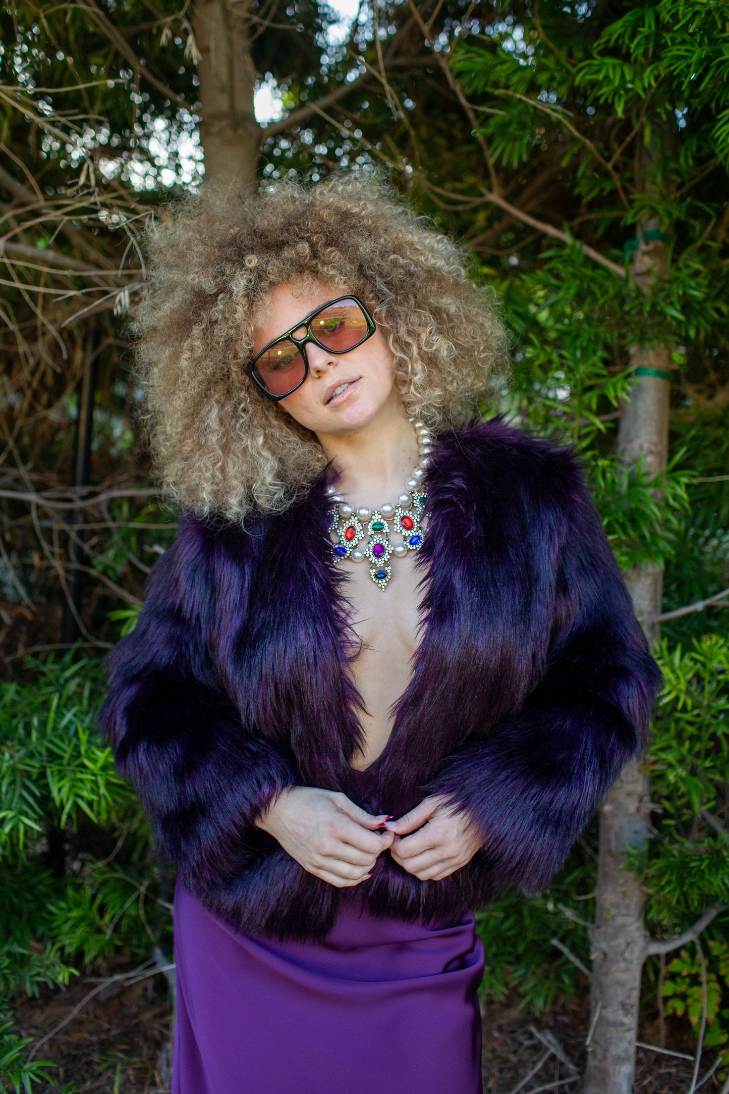 Shadow Amethyst Faux Fur Jacket