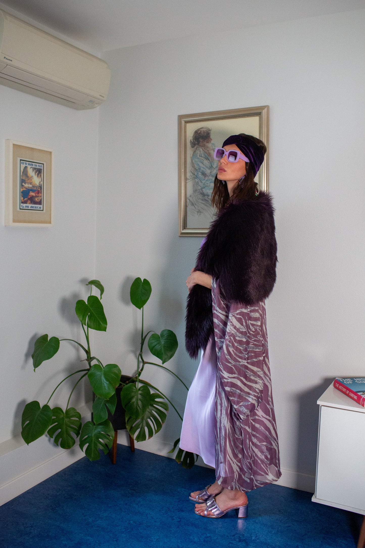 Shadow Amethyst Faux Fur Shawl