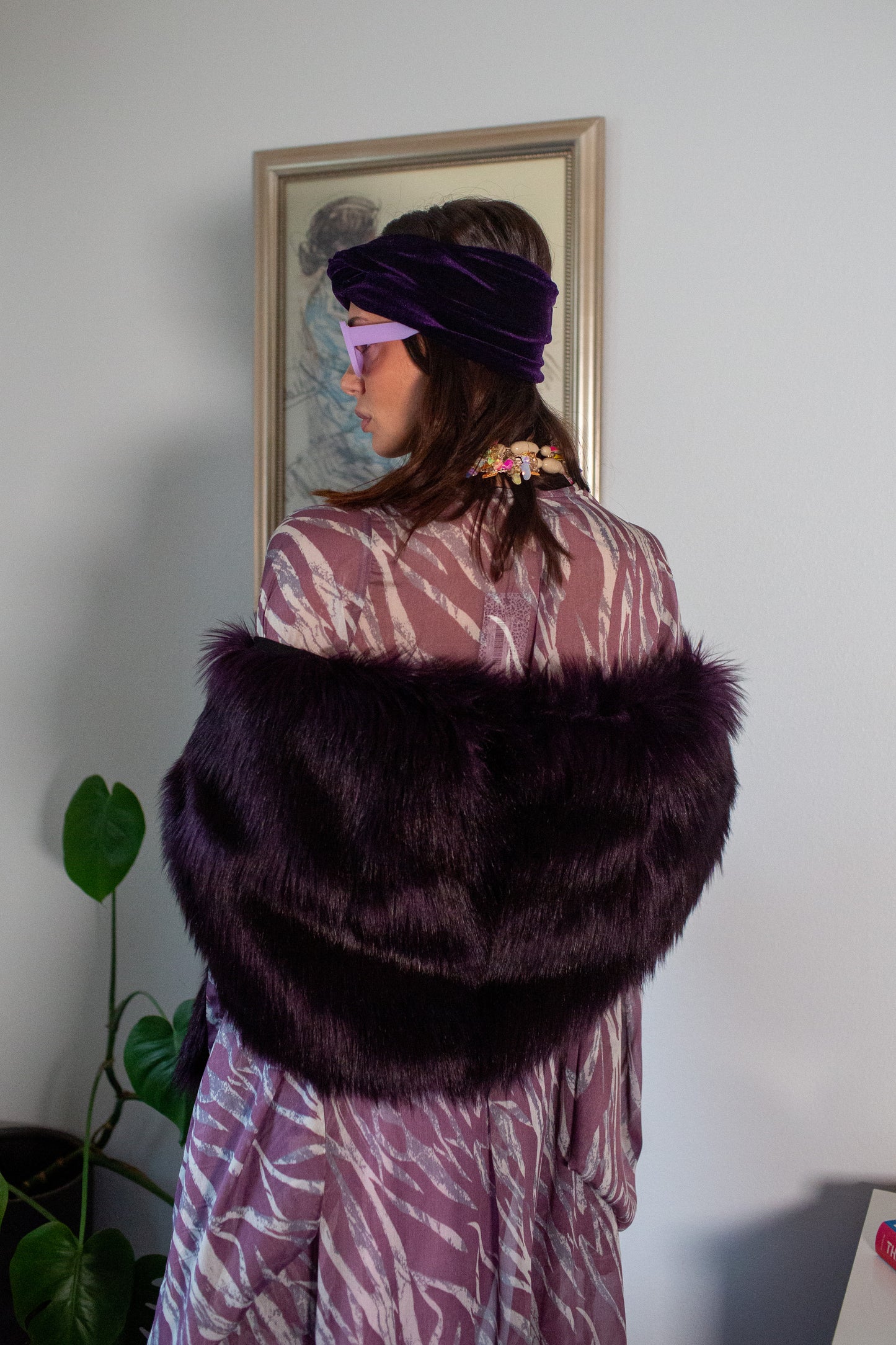 Shadow Amethyst Faux Fur Shawl