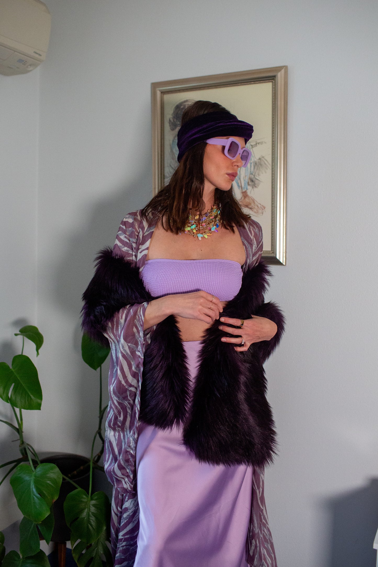 Shadow Amethyst Faux Fur Shawl