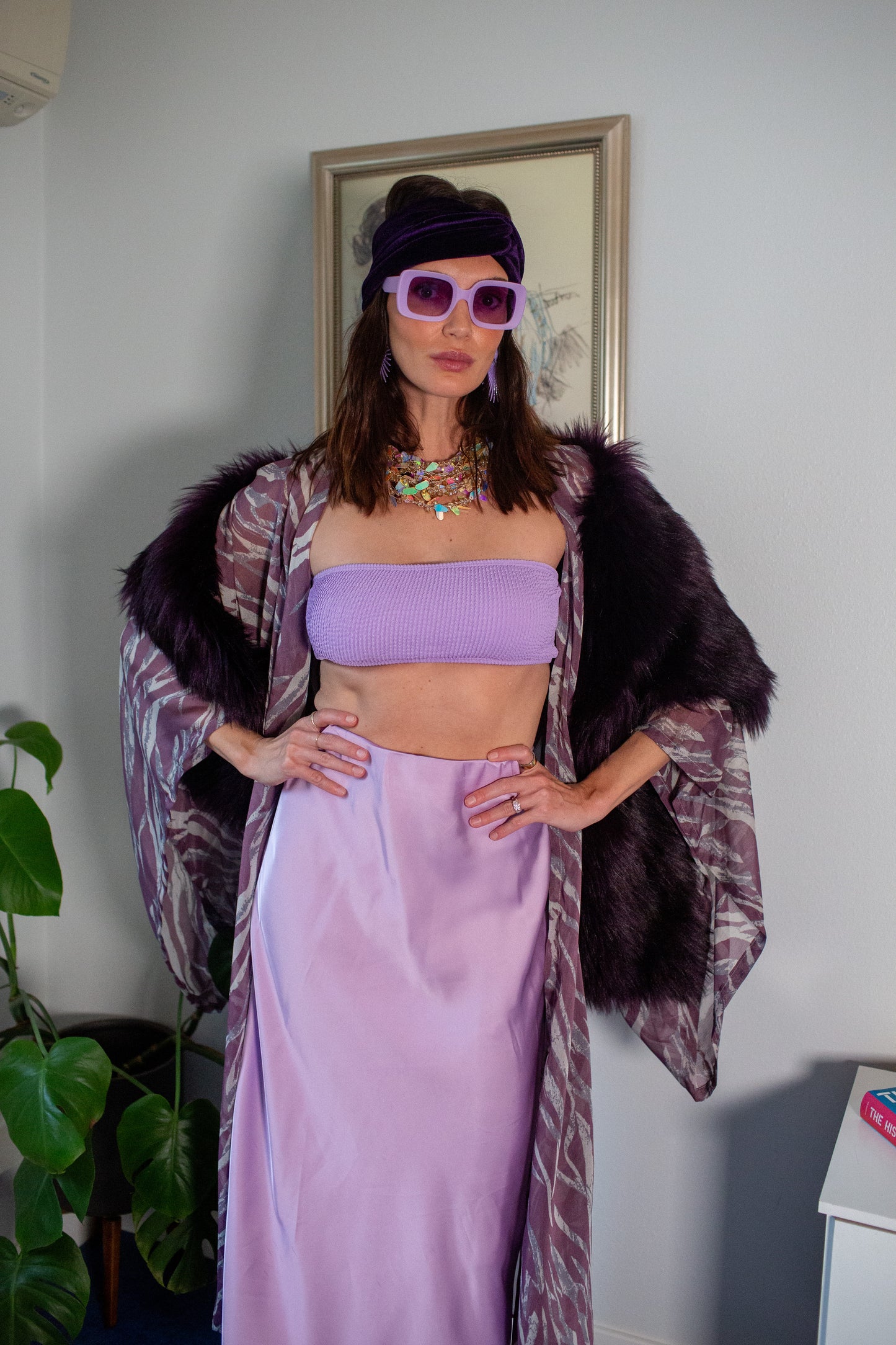 Shadow Amethyst Faux Fur Shawl