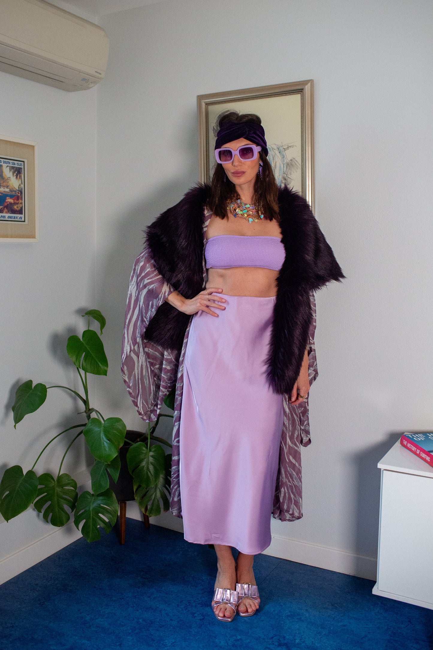 Shadow Amethyst Faux Fur Shawl
