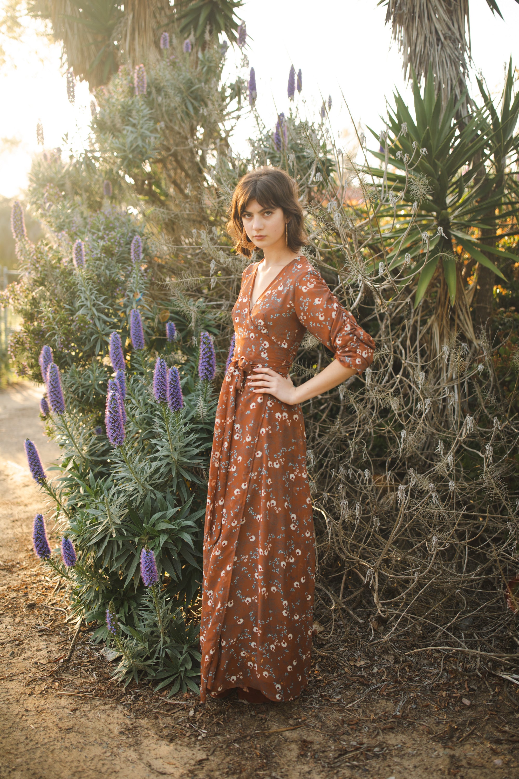 Terracotta wrap dress sale