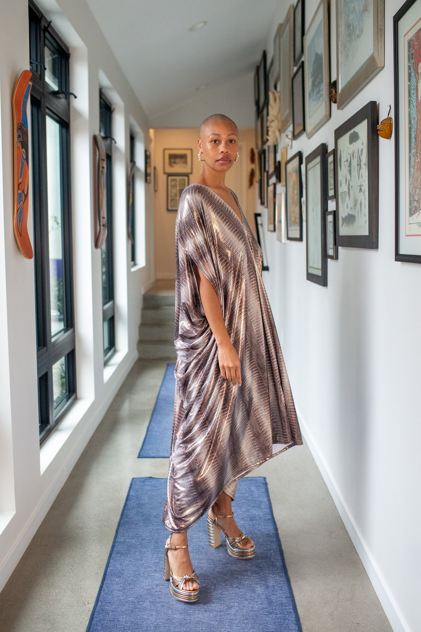 Slither Metallique Caftan Kaftan Dress