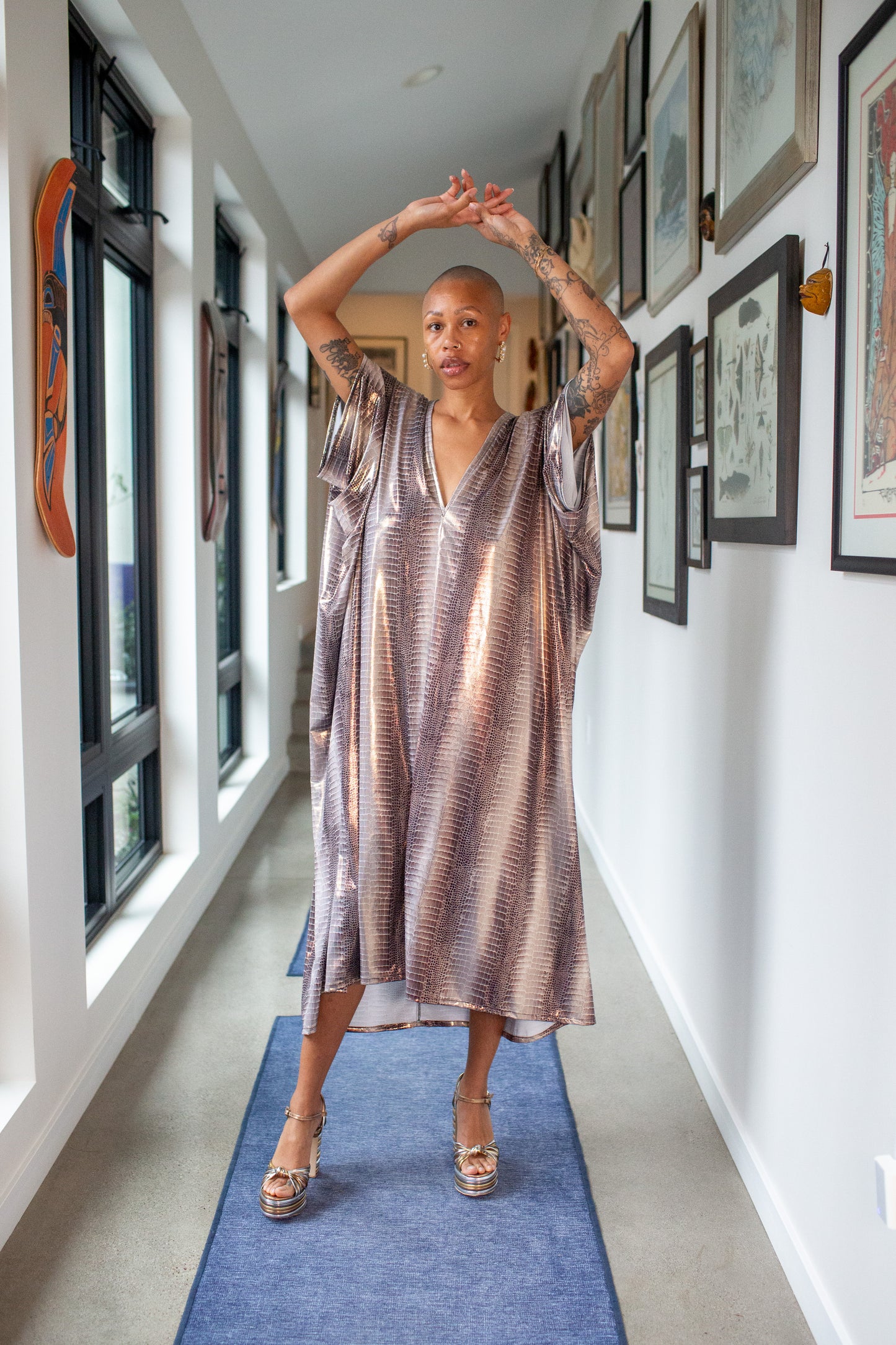 Slither Metallique Caftan Kaftan Dress