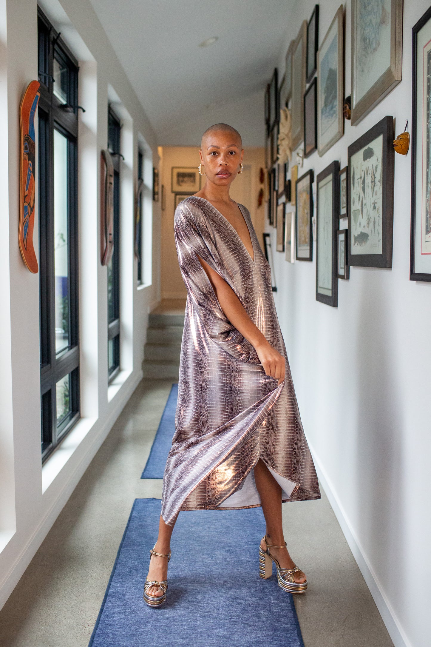Slither Metallique Caftan Kaftan Dress