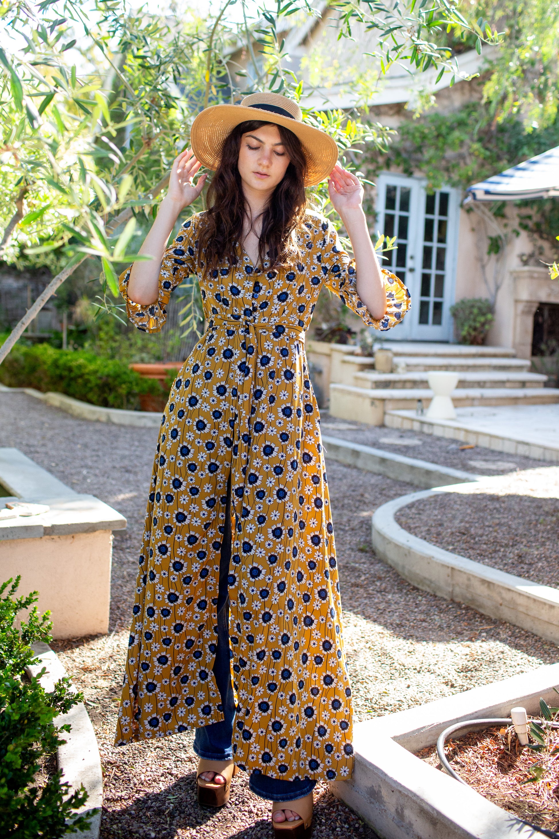 Sunflower Dressing Gown in Gold Jennafer Grace Sunflower Dressing Gown in Gold Jennafer Grace