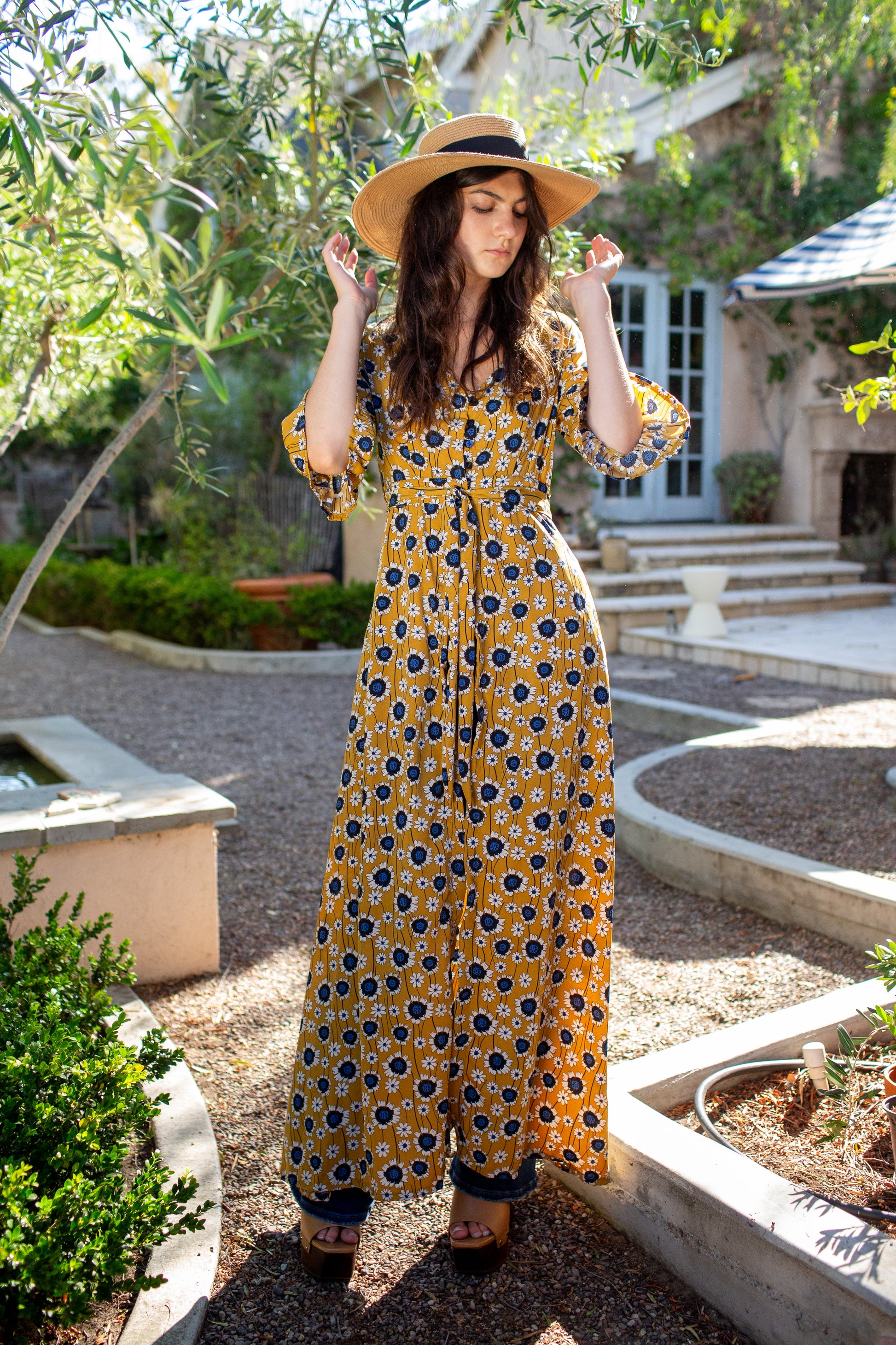 Sunflower Dressing Gown in Gold Jennafer Grace Sunflower Dressing Gown in Gold Jennafer Grace