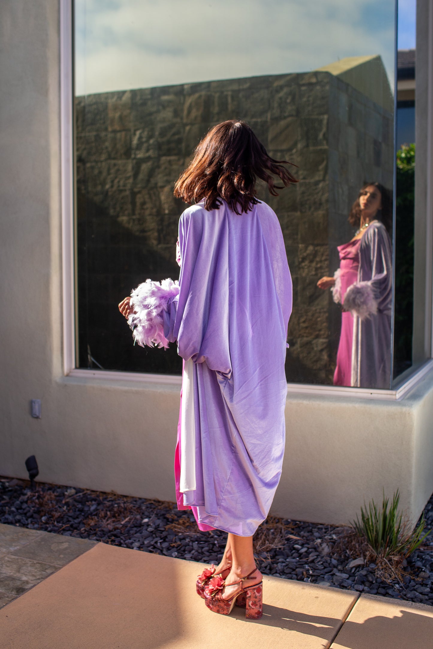 Sylvia Velvet Cocoon Coat in Lilac