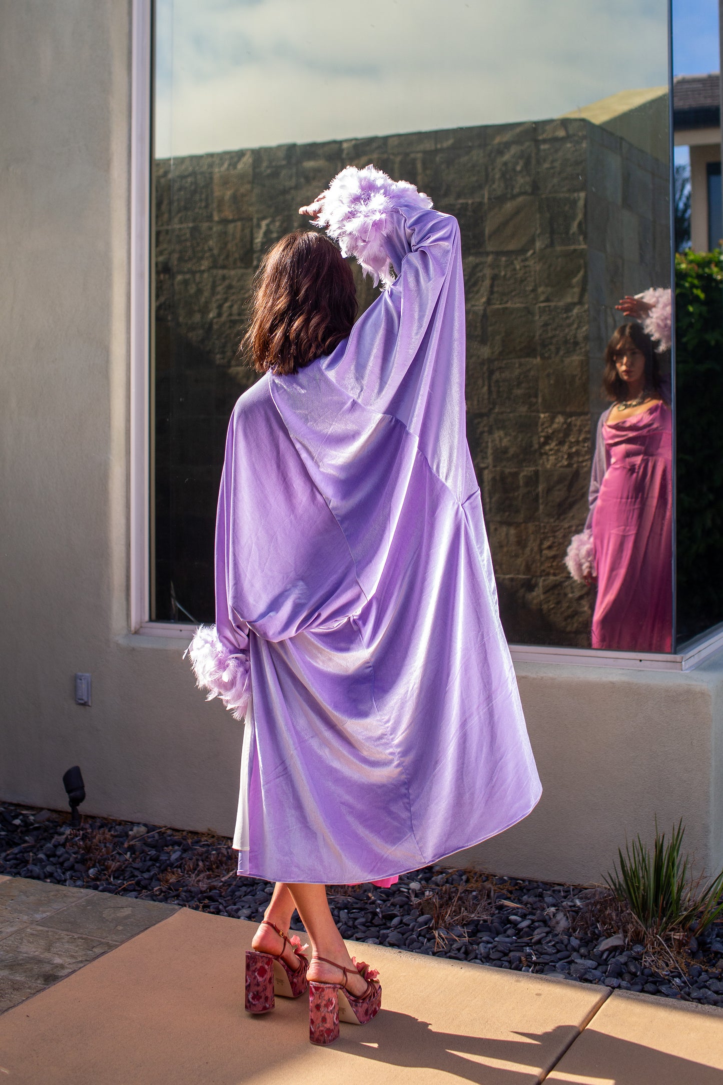 Sylvia Velvet Cocoon Coat in Lilac