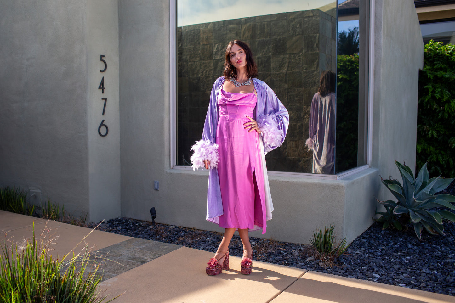 Sylvia Velvet Cocoon Coat in Lilac