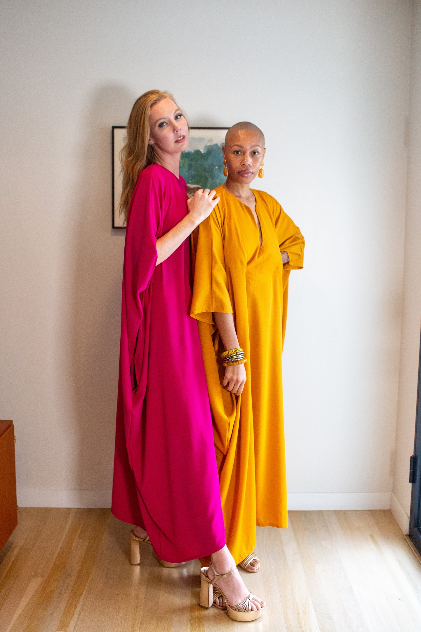 Talitha Cinched Waist Caftan in Saffron Sands