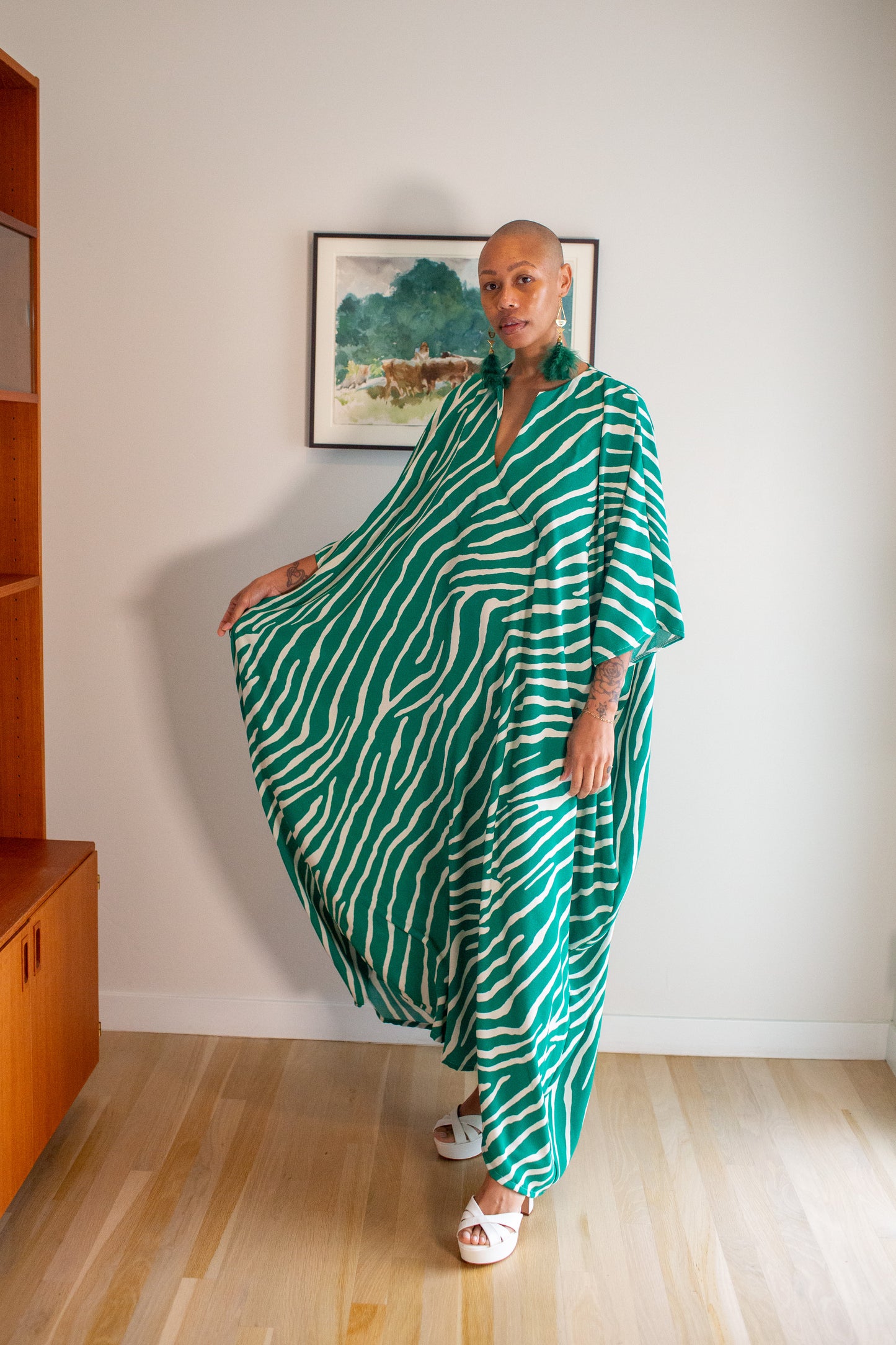 Talitha Cinched Waist Caftan In Jungle Jewel