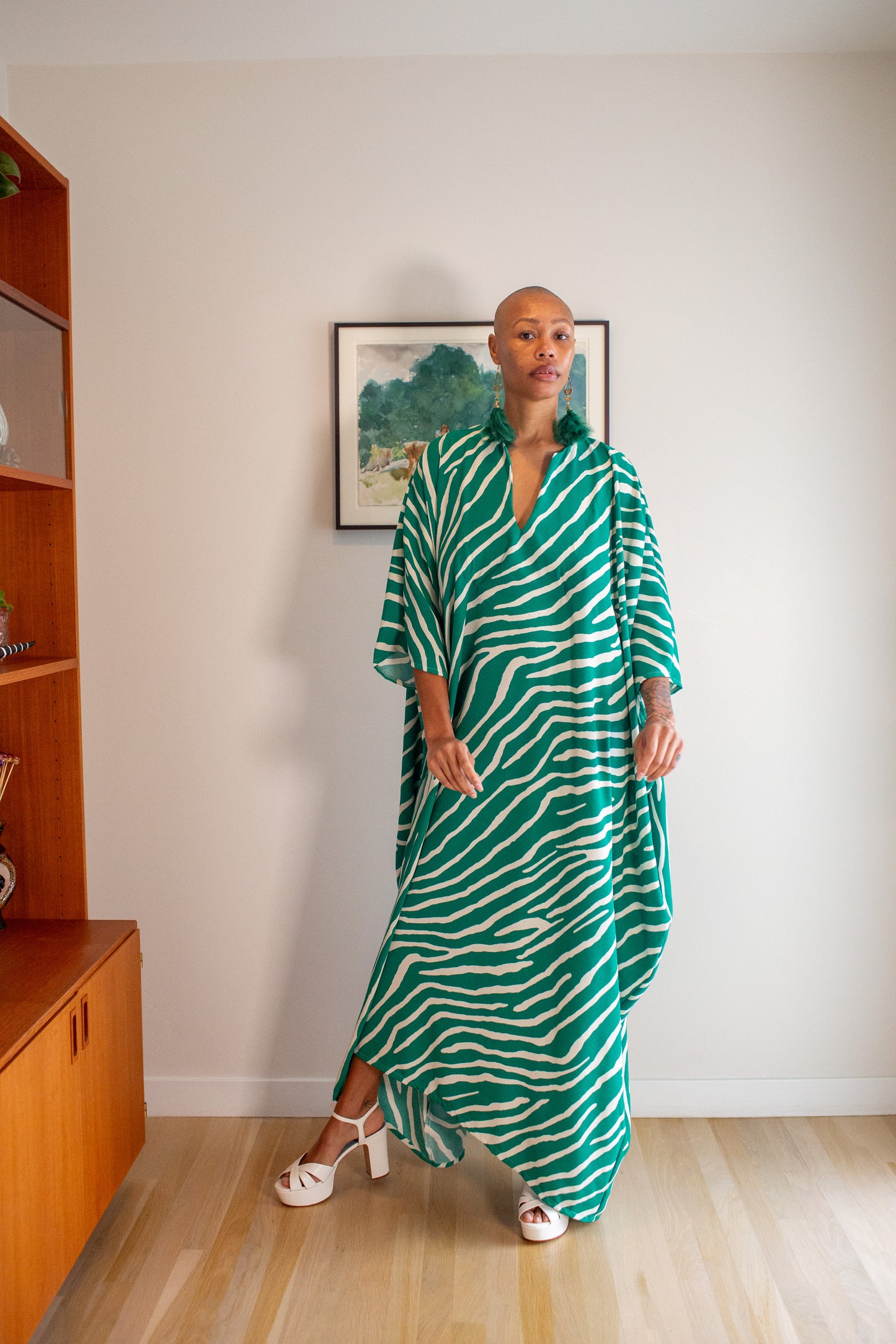 Talitha Cinched Waist Caftan In Jungle Jewel