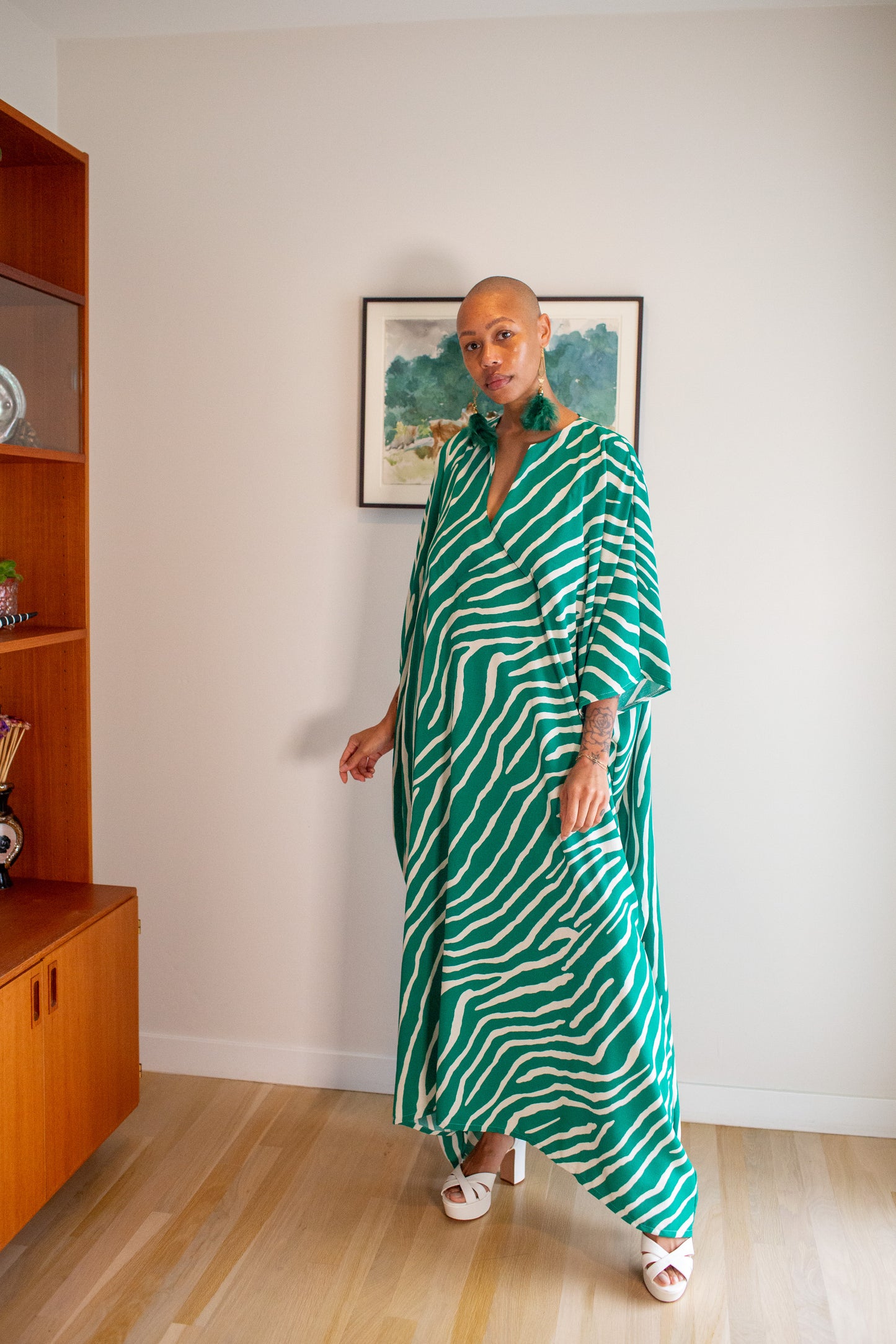 Talitha Cinched Waist Caftan In Jungle Jewel