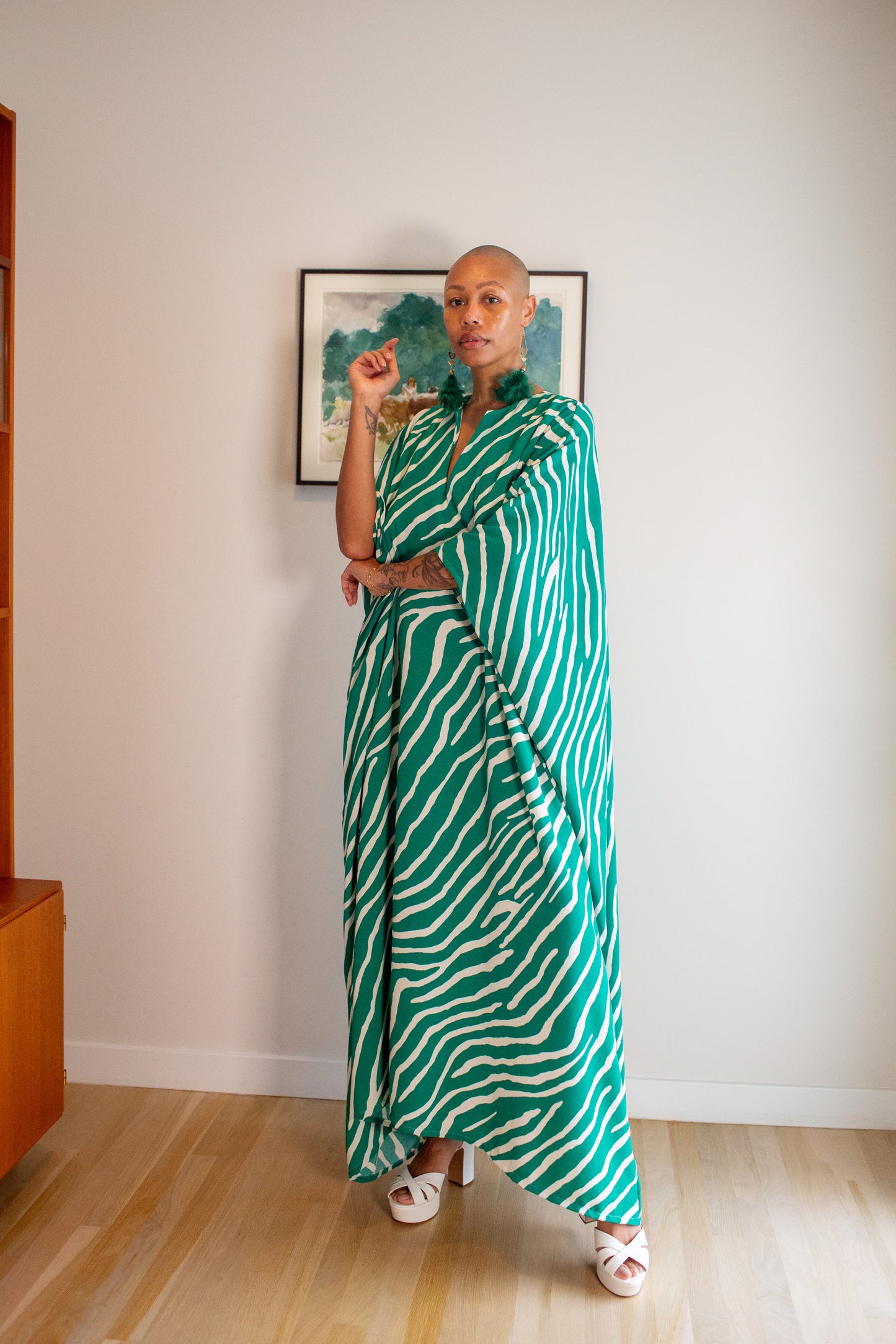 Talitha Cinched Waist Caftan In Jungle Jewel