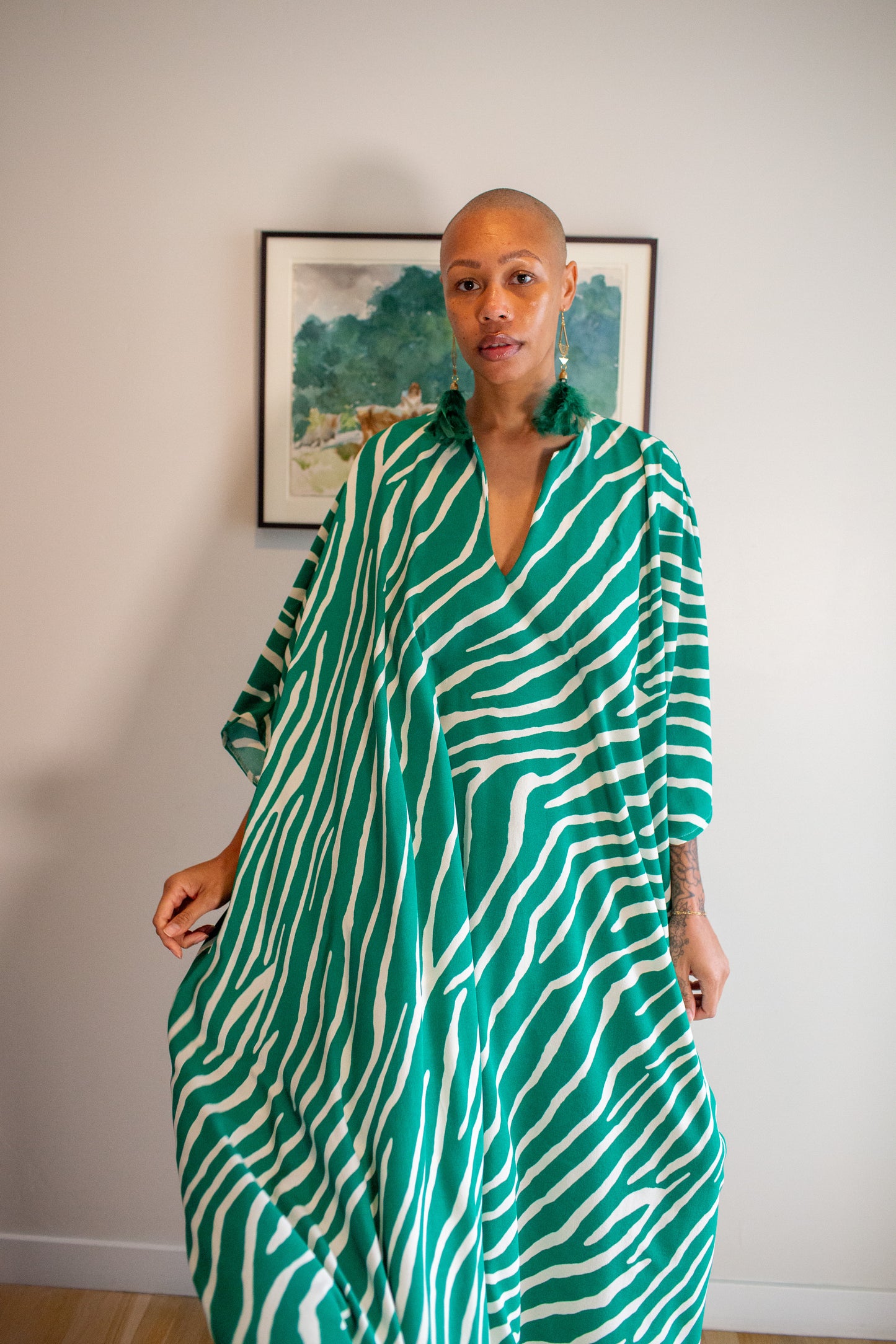 Talitha Cinched Waist Caftan In Jungle Jewel