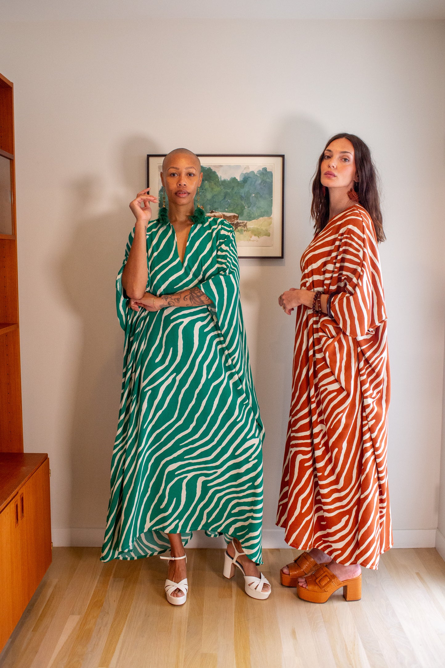 Talitha Cinched Waist Caftan In Jungle Spice