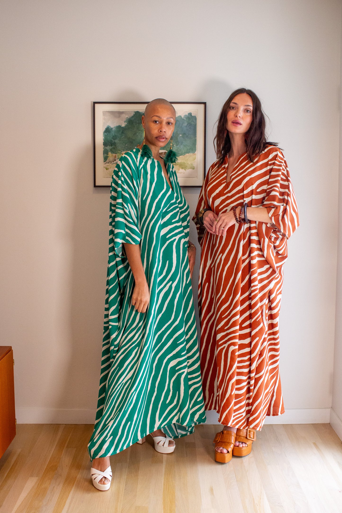 Talitha Cinched Waist Caftan In Jungle Jewel