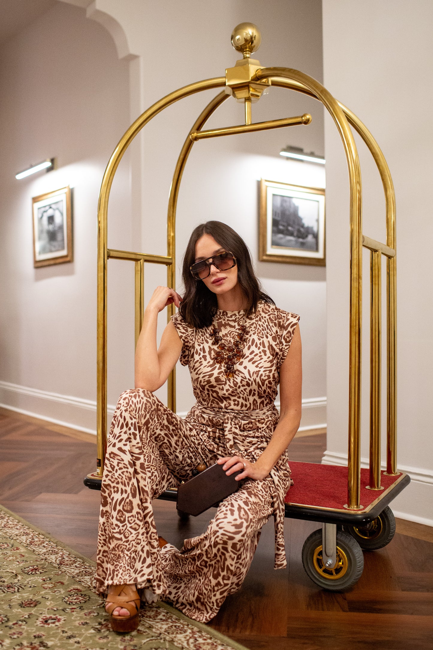 Champagne Feline Tunic & Palazzo Set