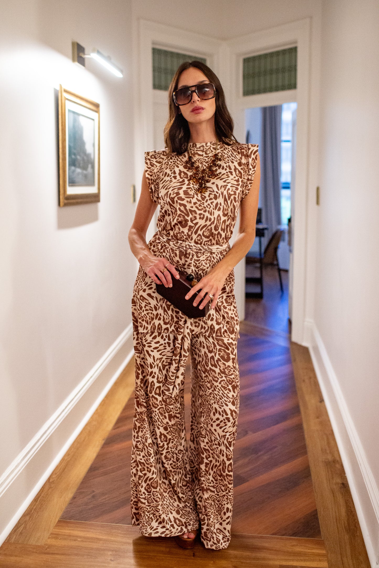 Champagne Feline Tunic & Palazzo Set