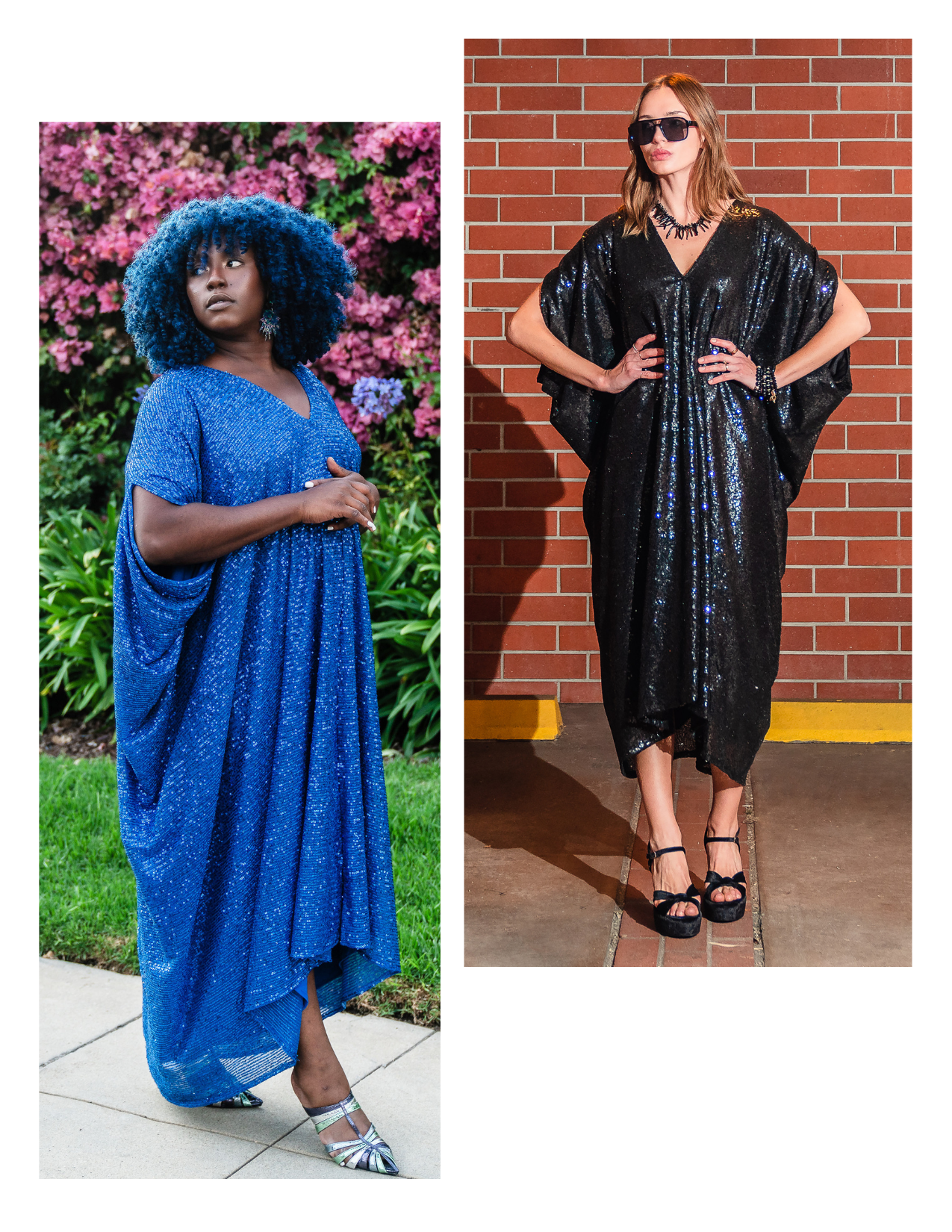 All Eyes On Us Sequin Set - Royal + Black Sequin Caftan Bundle