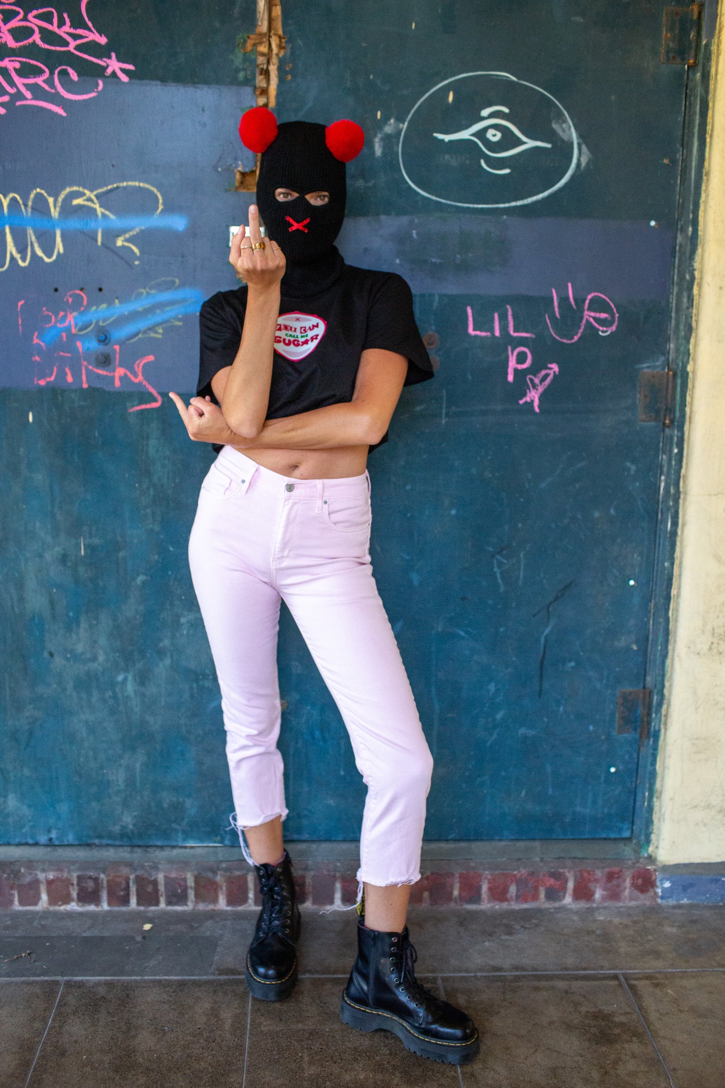 You Can Call Me Sugar Crop Tee - Black